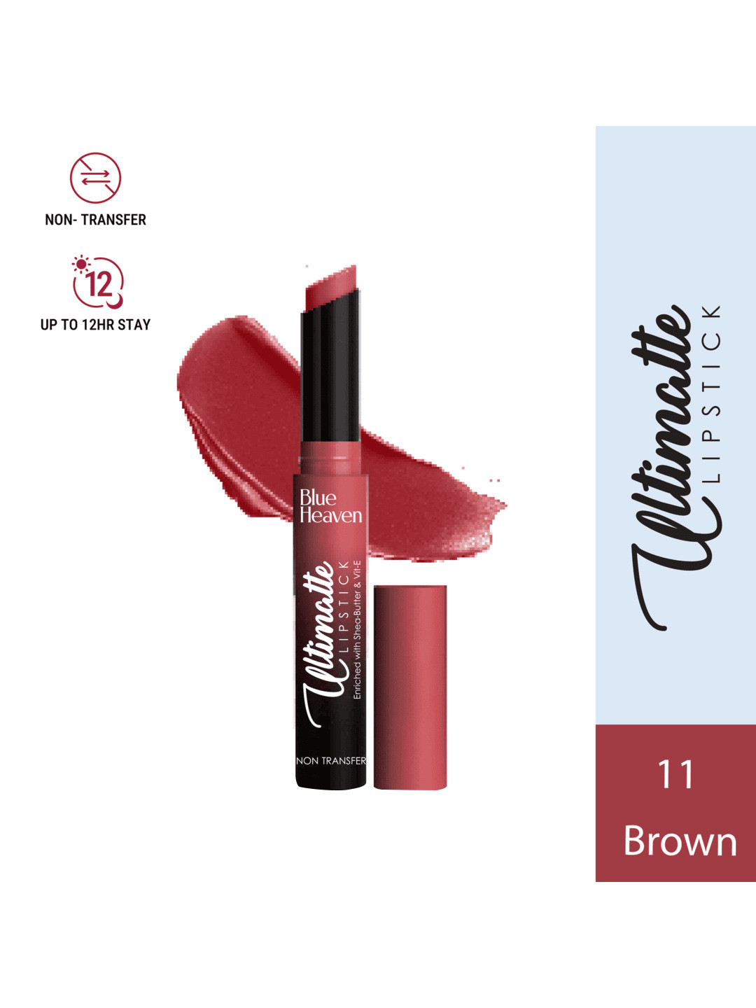 Blue Heaven Ultimatte Non-Transfer Smudge Proof Waterproof Lipstick - Brown 11