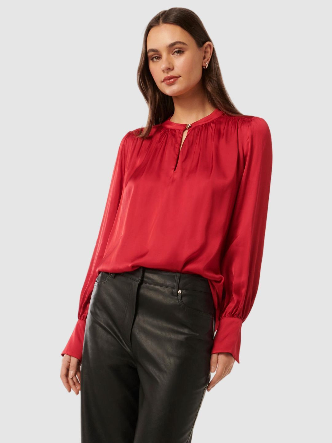Forever New Women Bishop Sleeves Gathered or Pleated Top