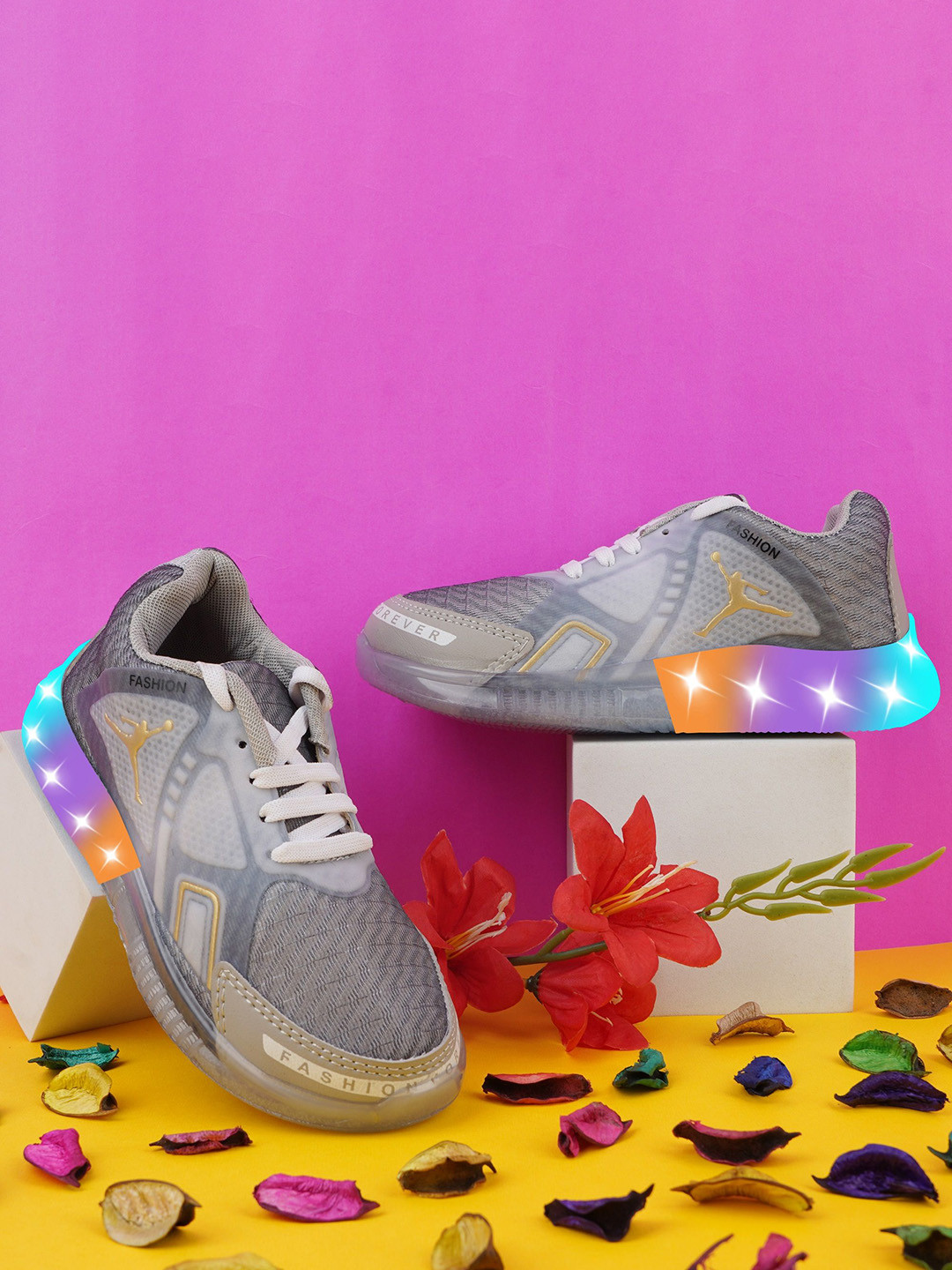 BAESD Kids Led Lighting Woven Design Sneakers