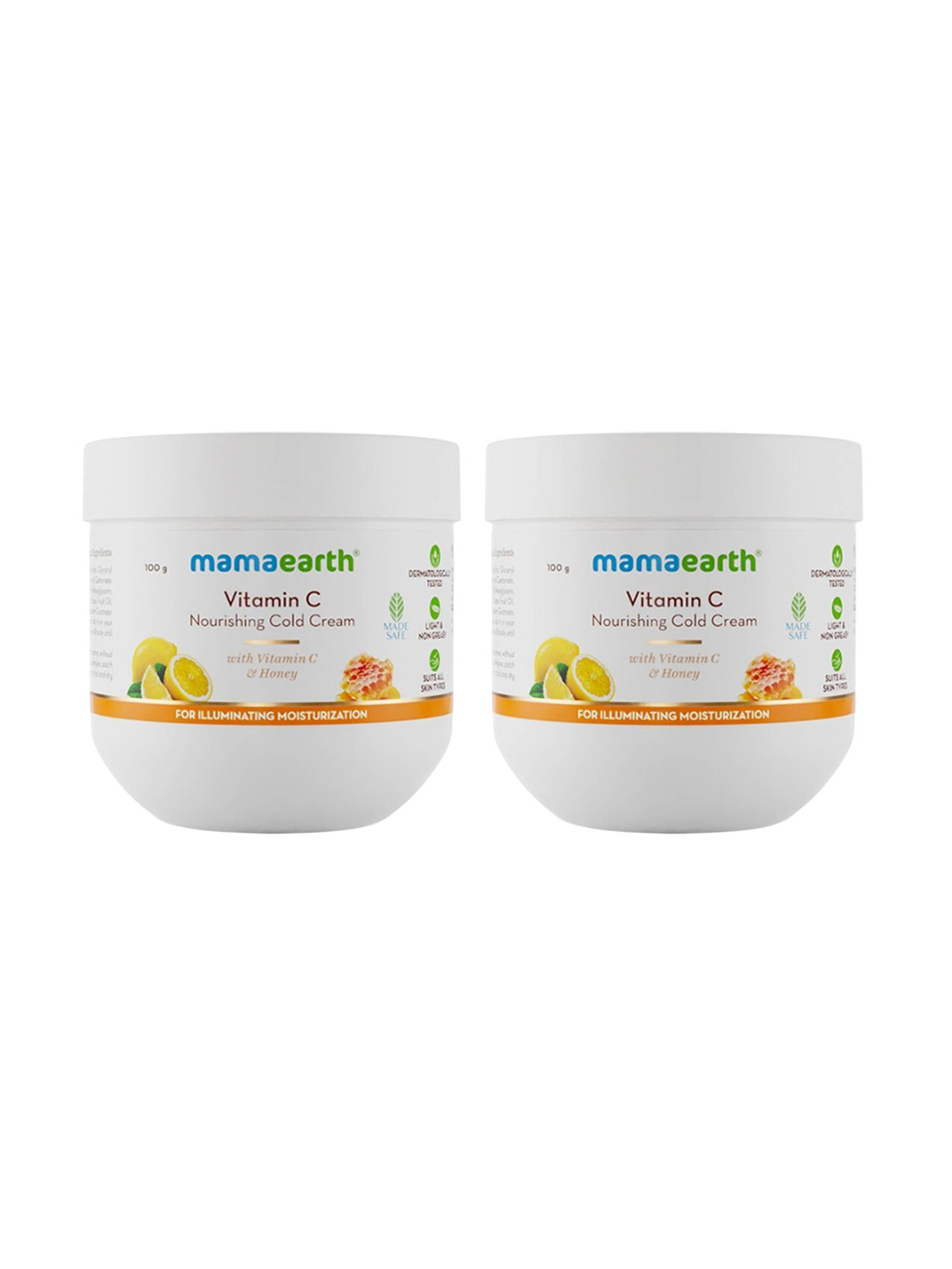 Mamaearth Set Of 2 Vitamin C Nourishing Cold Cream With Honey - 100 g Each