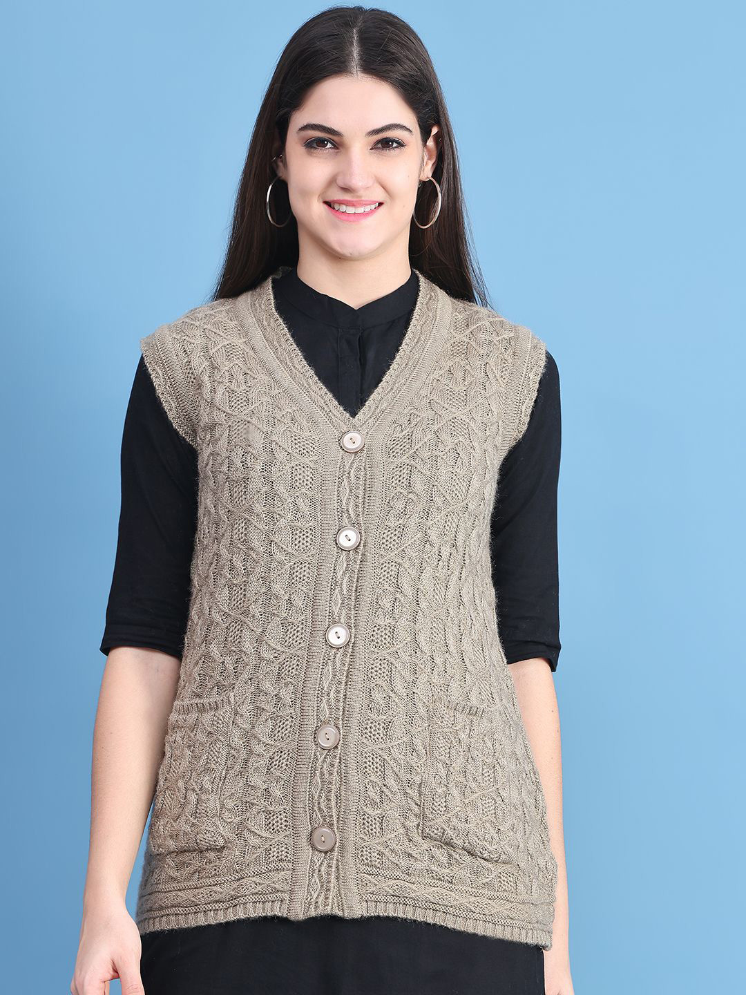 VANYA Women Cable Knit Sleeveless Sweater Vest
