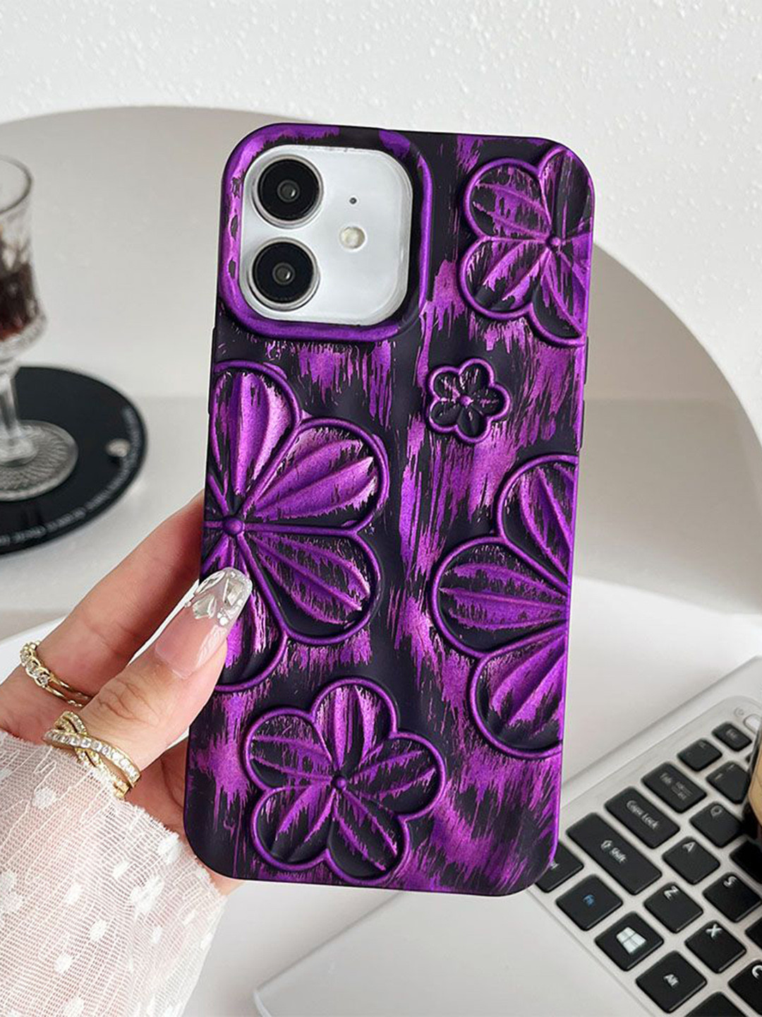 Luxury Kase Floral Printed iPhone 12 Back Case Mobile Accessories