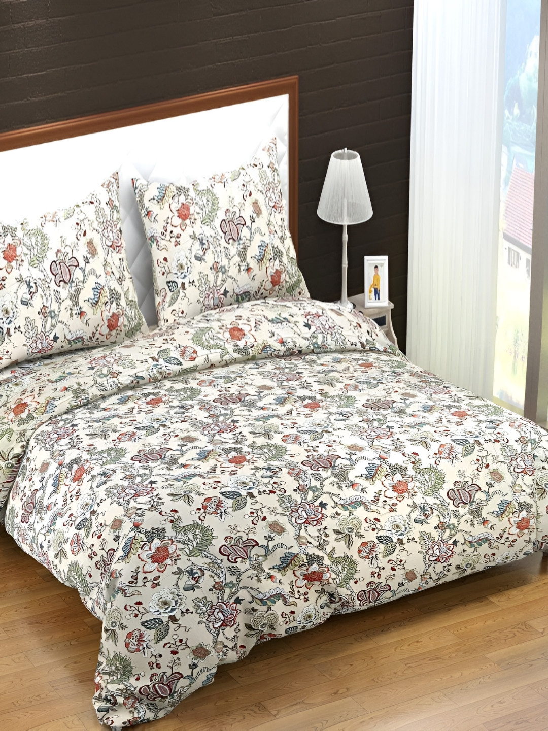 Trance Home Linen Pure Cotton Printed King Rajai Cover/Blanket Cover/Quilt Cover with Zipper