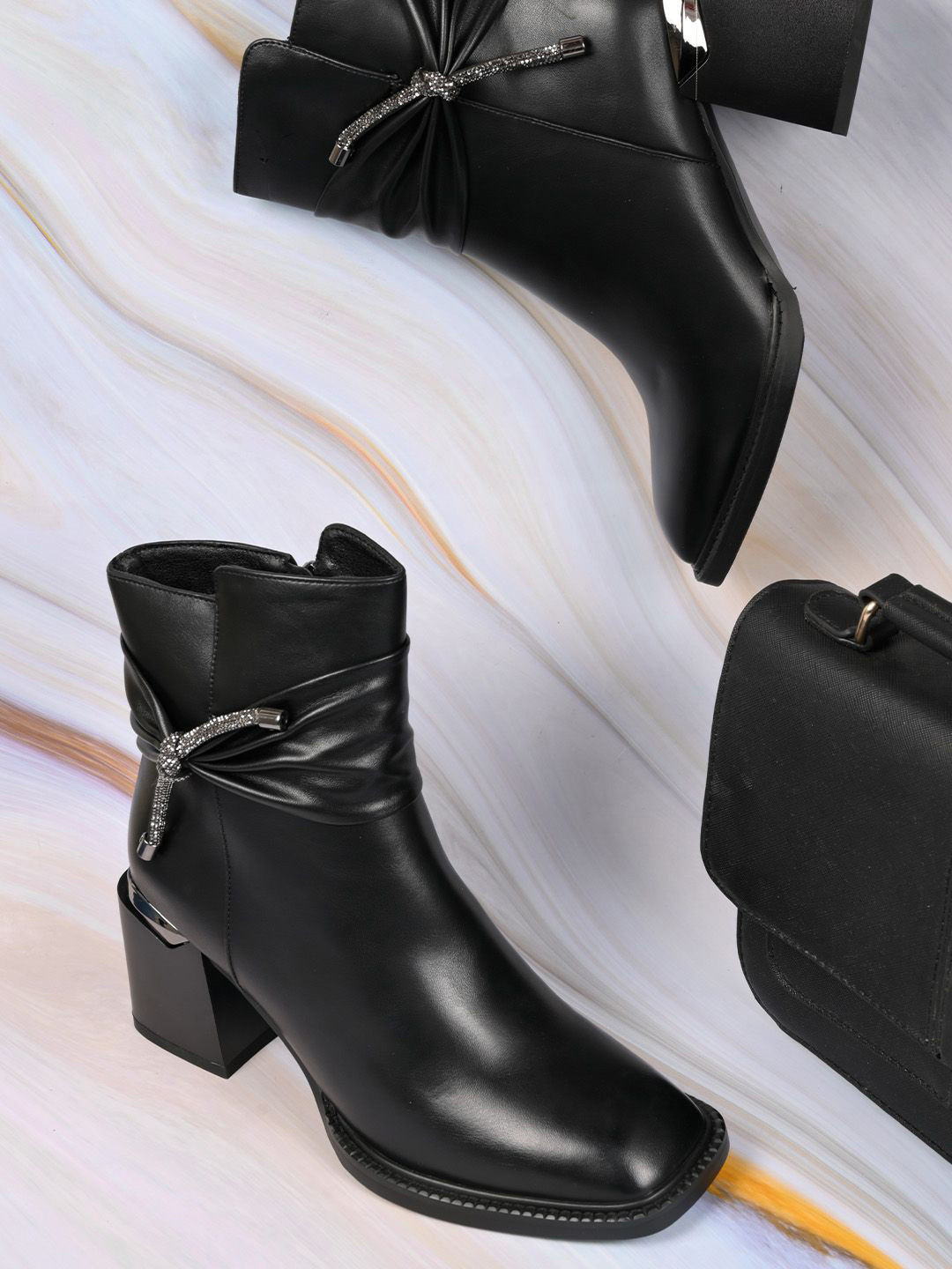 Ronnie Grey Women Square Toe Block Heel  Regular Boots