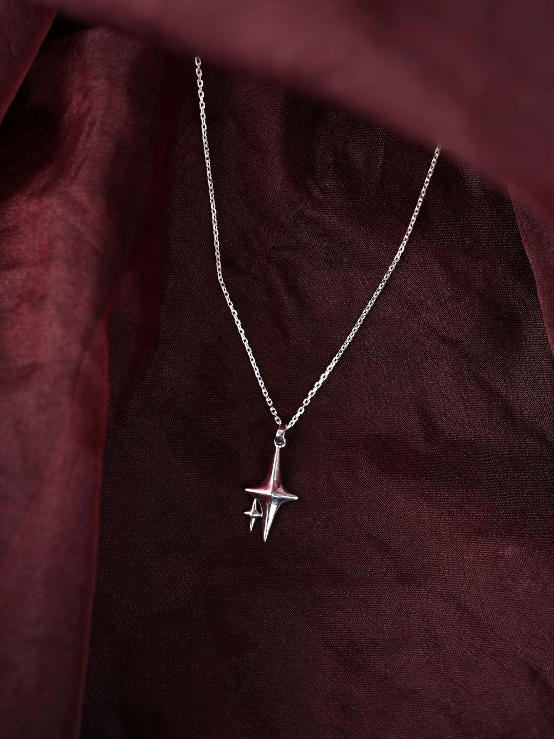 Clara Rhodium-Plated Star Shaped Pendants with Chains