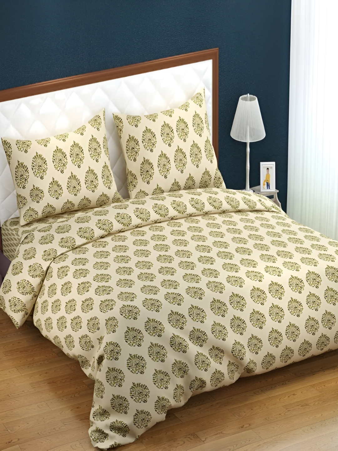 Trance Home Linen 200TC Printed Zippered King Rajai Cover/Blanket Cover with 2 Pillow Covers