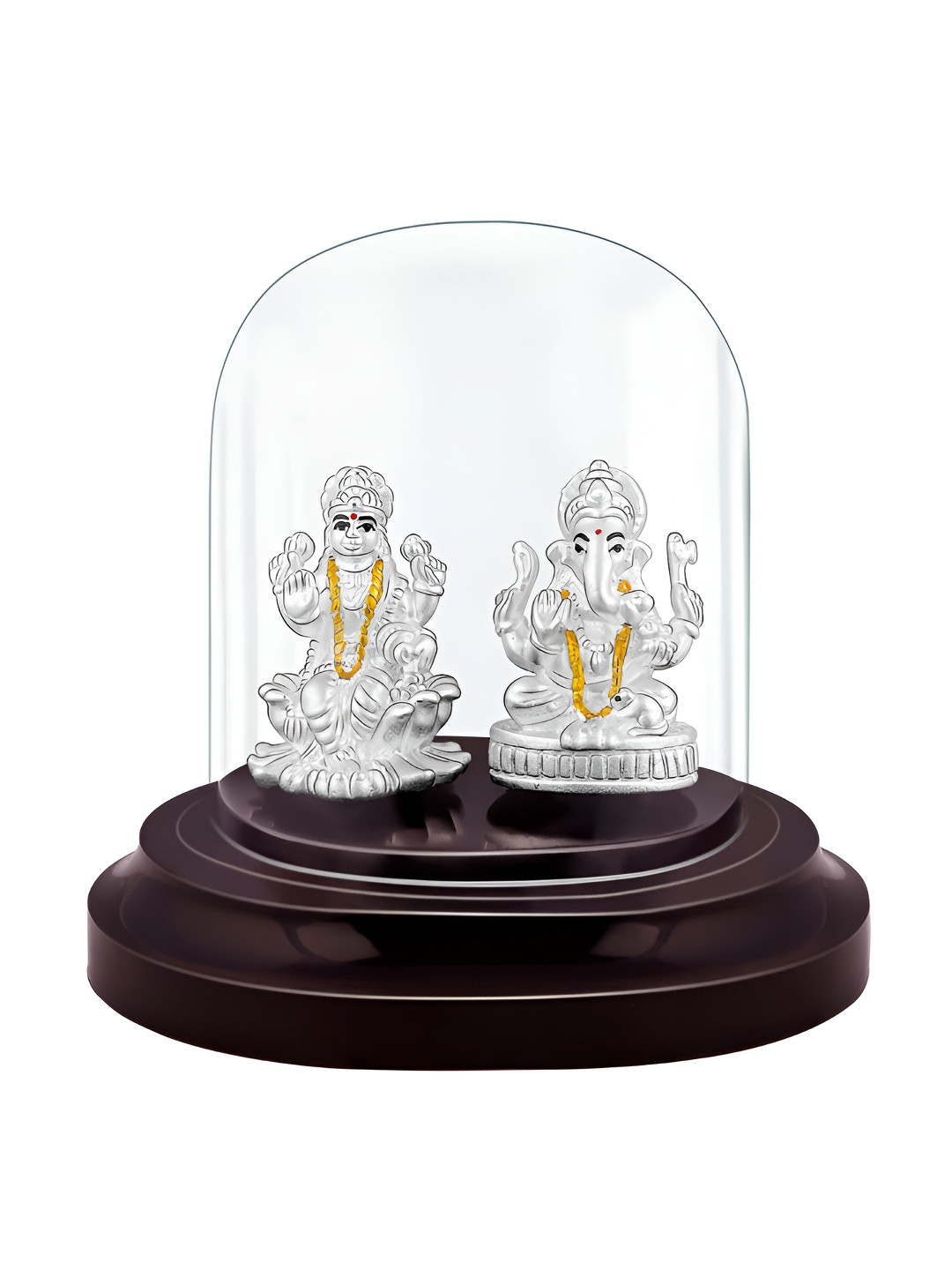 GIVA Sri Lakshmi and Vinayaka Silver Metallic Prayer Room Small Showpiece - 2.8 Inches