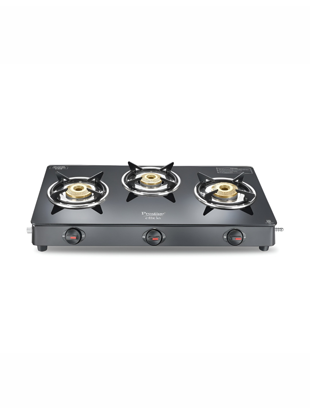Prestige Efficia Black Glass Top 3 Burner Gas Stove