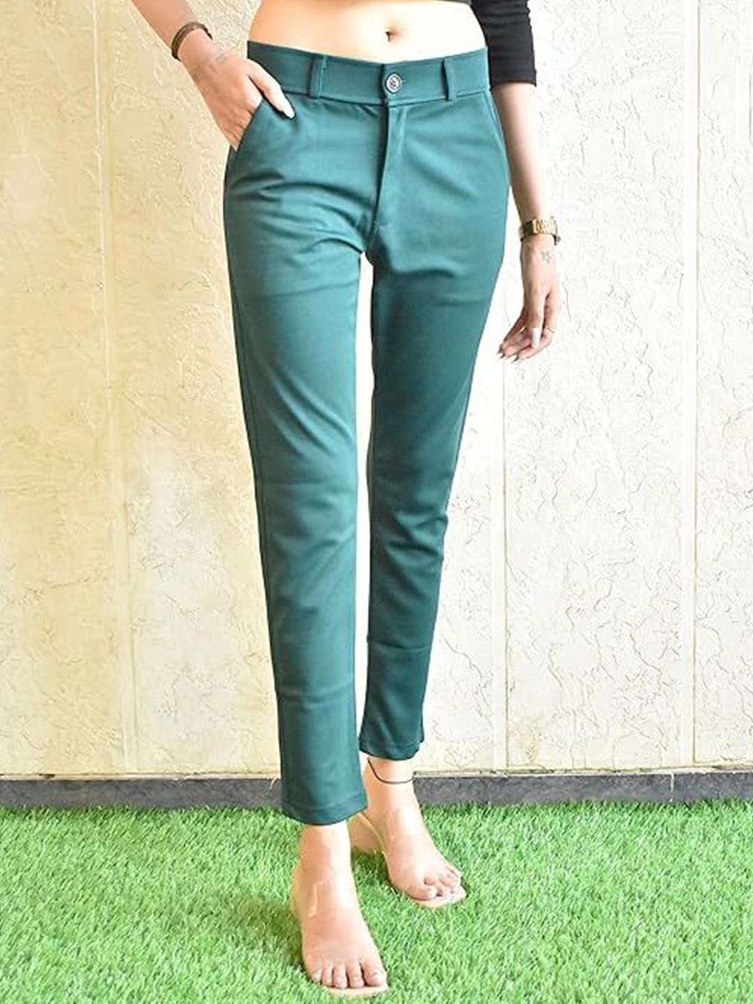 NAAREE COLLECTION Women Easy Wash Slim Fit Mid-Rise Trouser