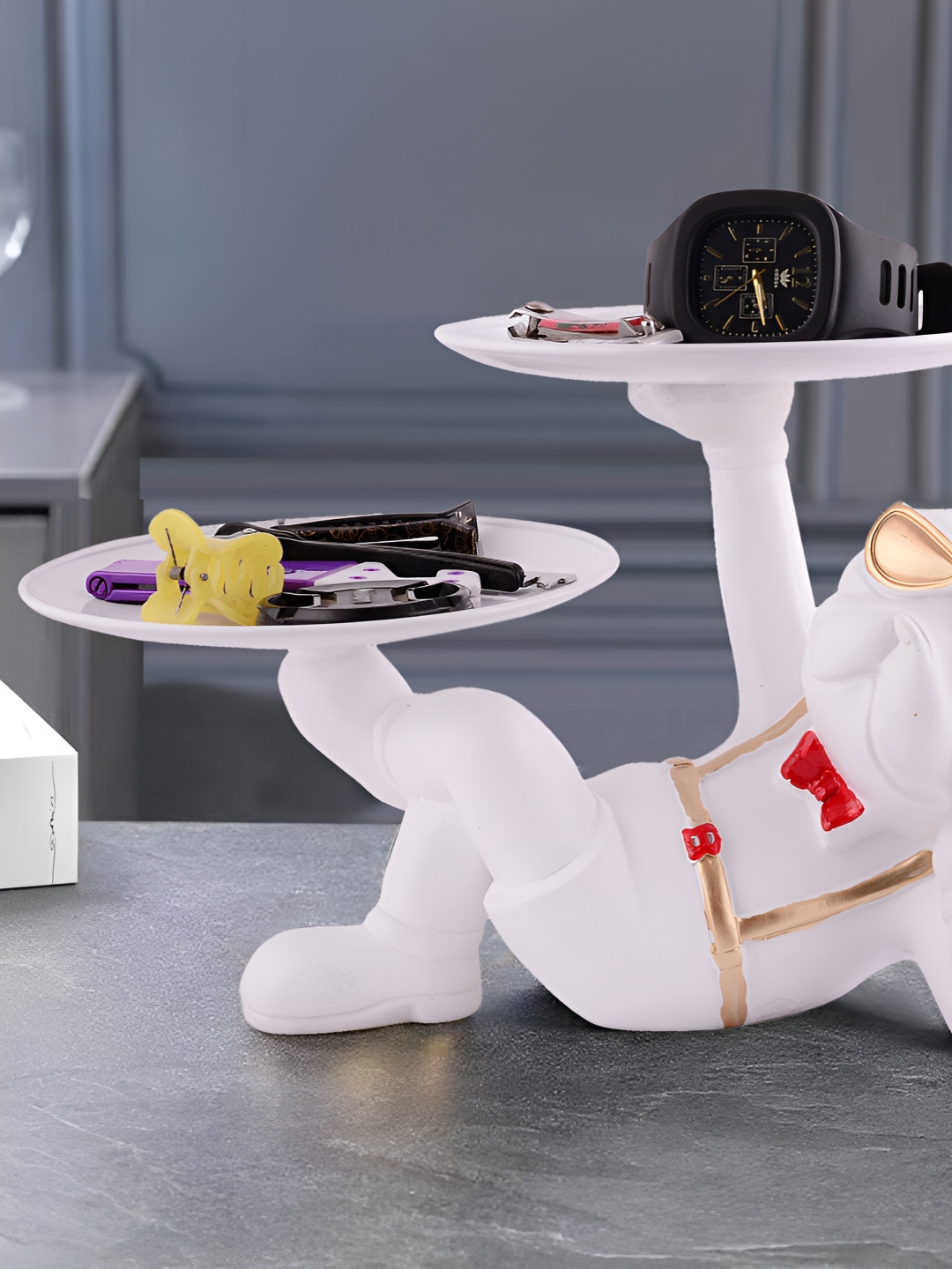 Zart Dog White Polyresin Matte Prayer Room Medium Showpiece -