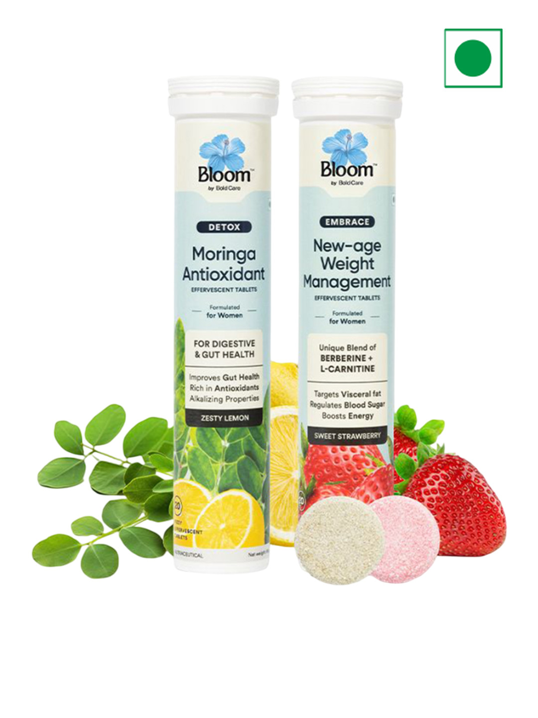 Bloom Moringa Antioxidants Tablets & New Age Weight Management Tablet - 20 Tablets Each