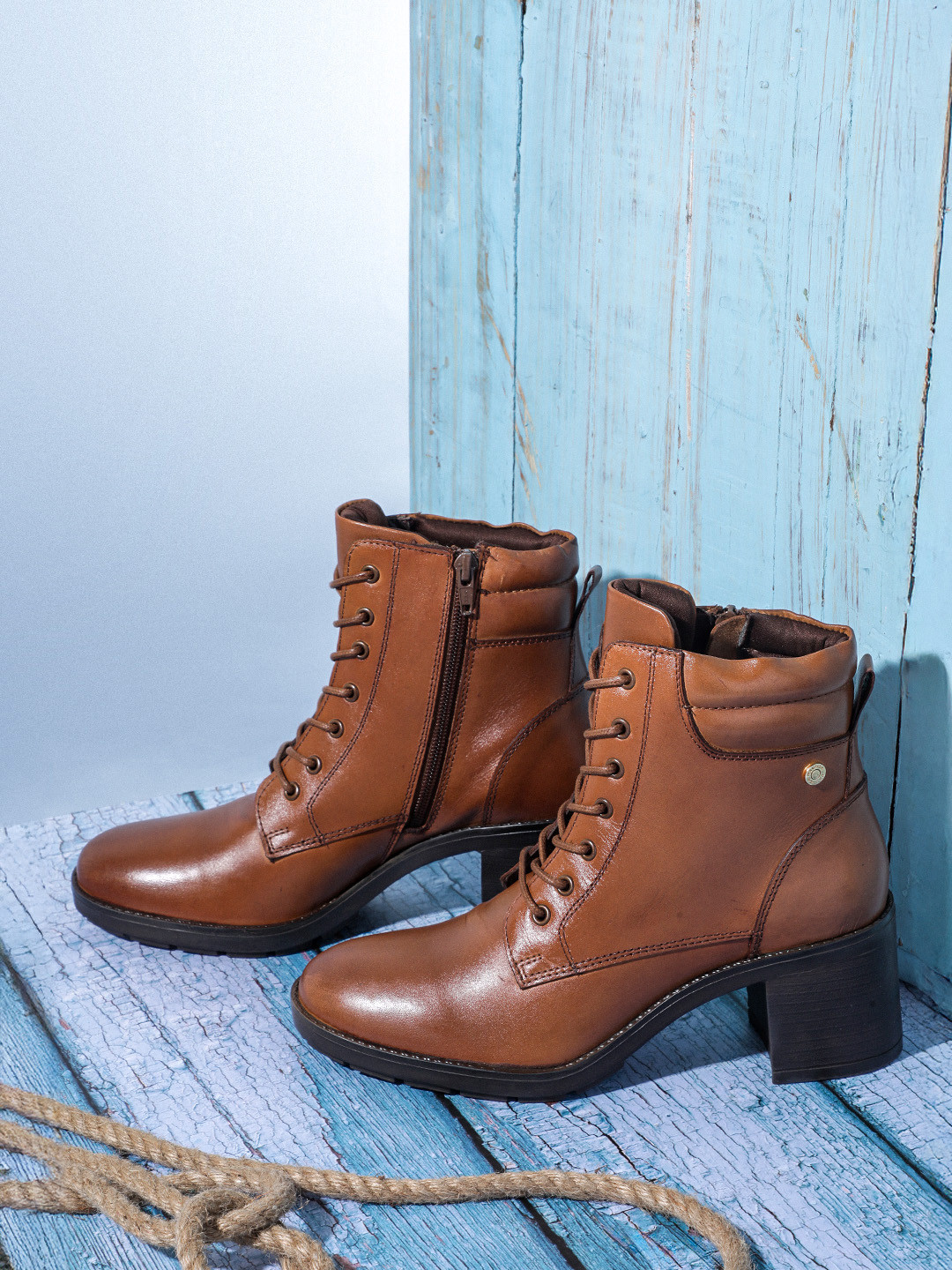 Nautica Women Mid-Top Stacked Heel Regular Boots