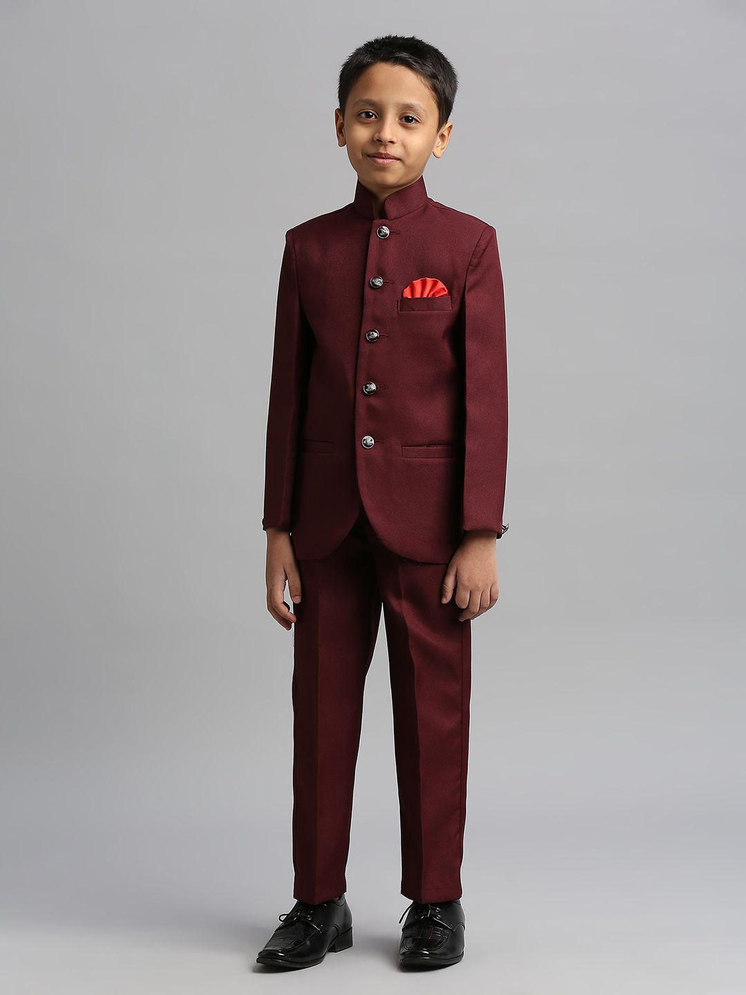 YK Boys 2 Pc Maroon Solid Ethnic Wear Jodhpuri