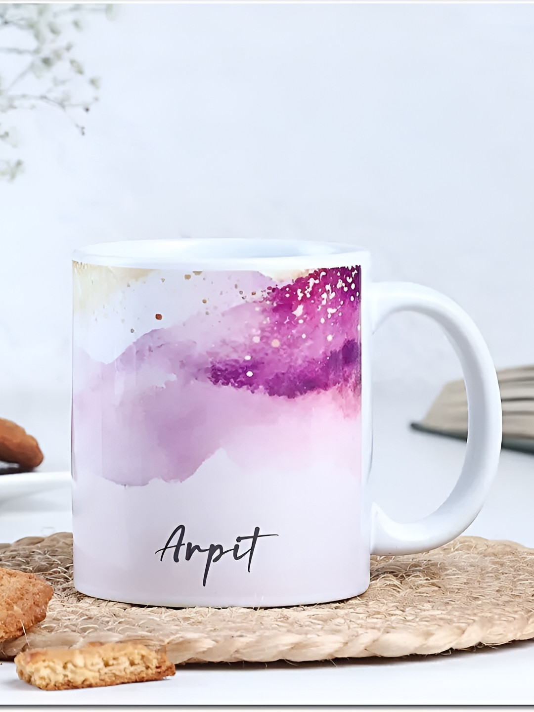 fnp Nina White Typography Ceramic Microwave Safe Mug-325ml