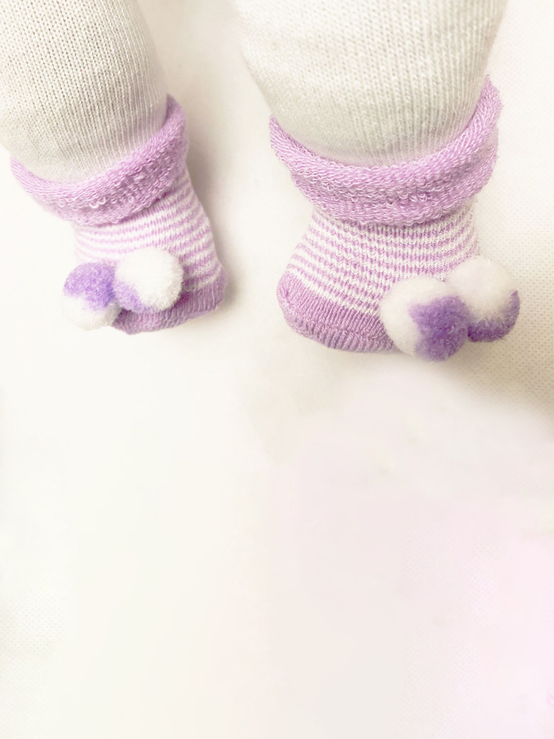 BAESD Kids Stripe Patterned Soft Cotton Pompom Socks