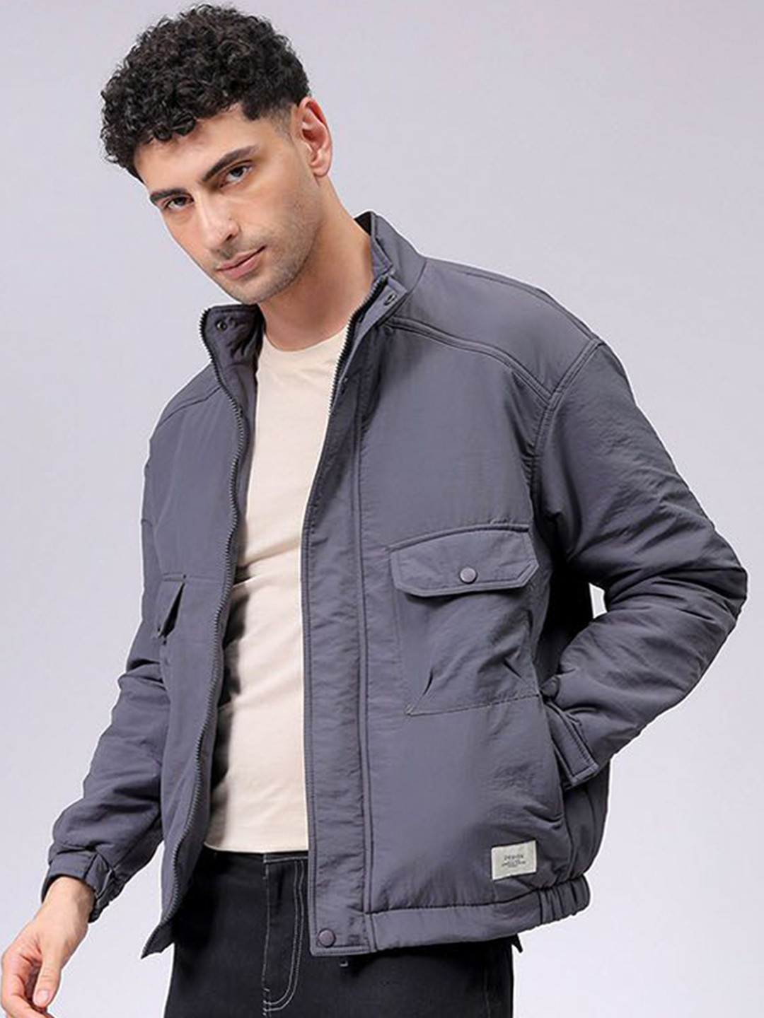 The Indian Garage Co Men Quilted Jacket with Patchwork