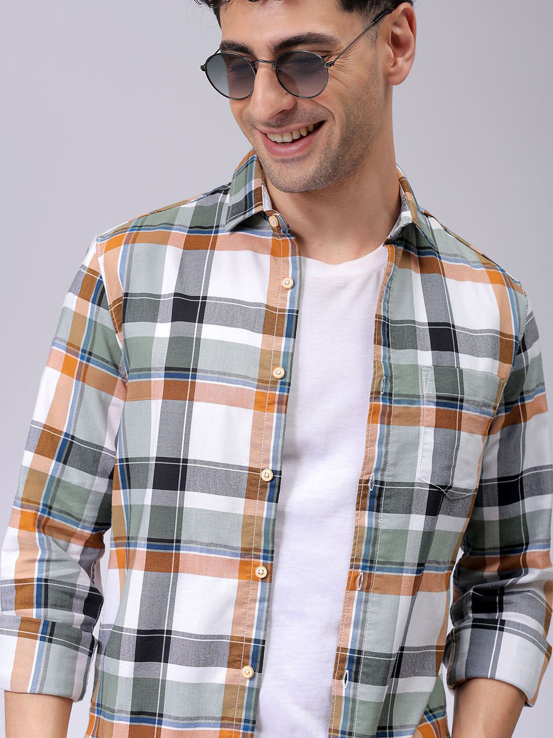 The Indian Garage Co Men Slim Fit Opaque Checked Casual Shirt