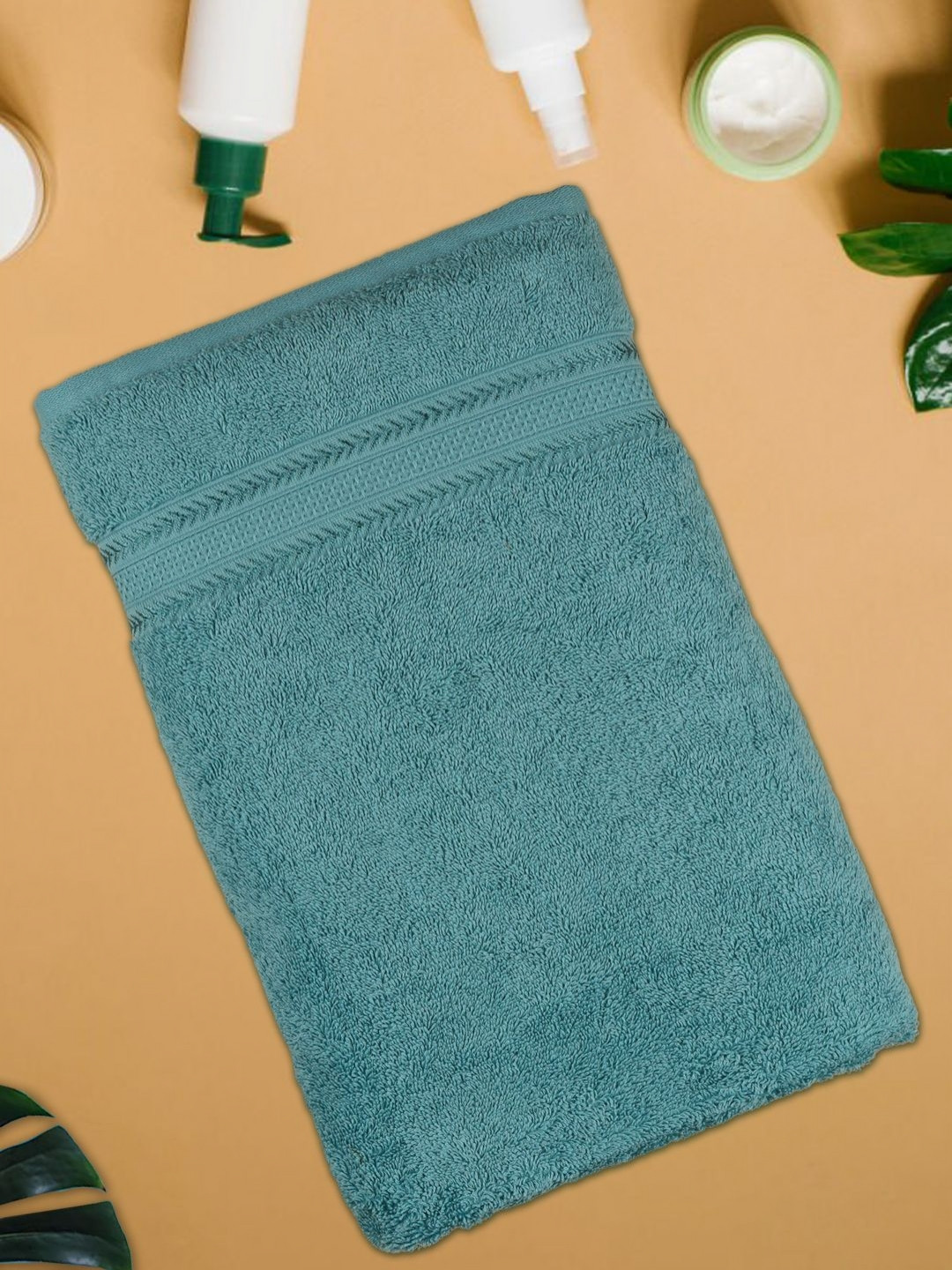 Ramraj Bamboo Bamboo Cotton Solid Blue 500 GSM Bath Towel