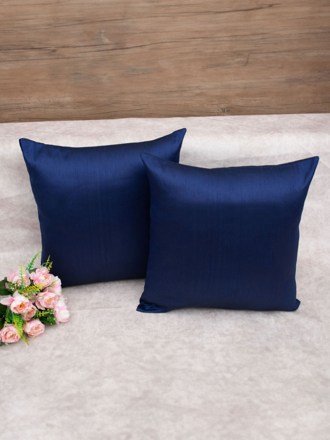 RoyalDeco Navy Blue Set of 2 Square Cushion Covers