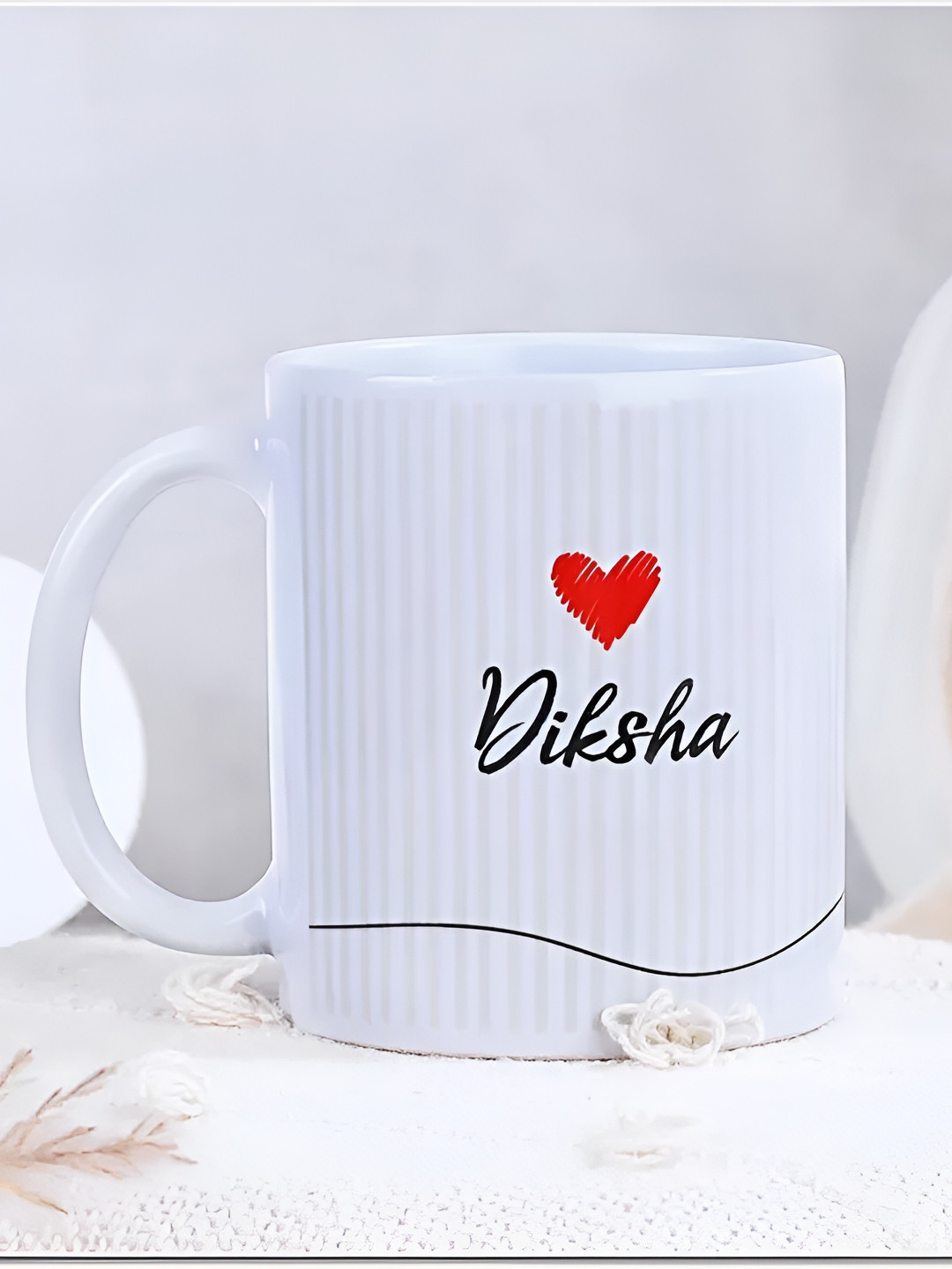 fnp Dimple White Typography Ceramic Handmade Mug-300ml