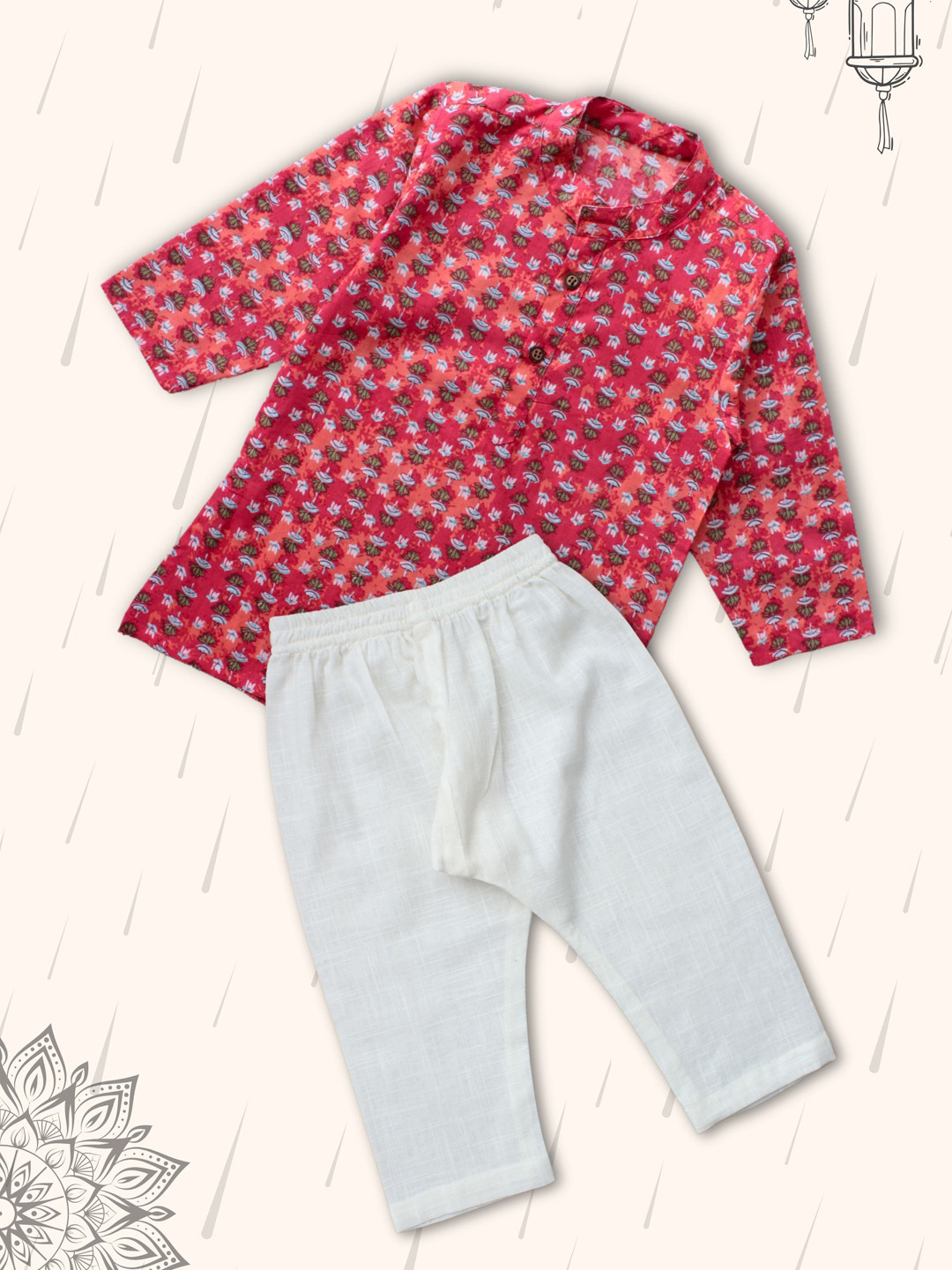 Peekaaboo Kids Boys Ethnic Motifs Printed Regular Pure Cotton Kurta with Pyjamas