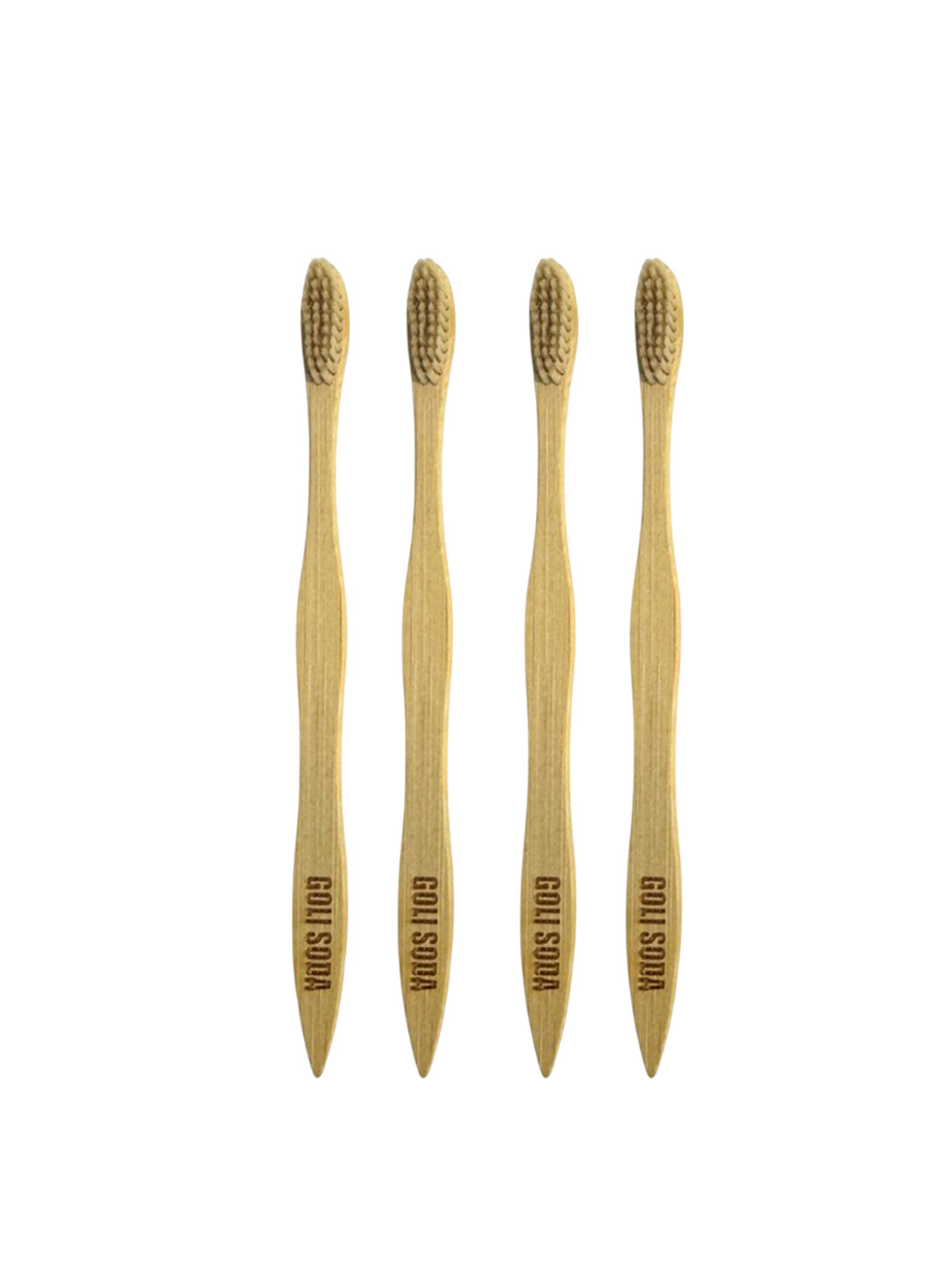 GOLI SODA Set Of 4 Brown Bamboo Toothbrush
