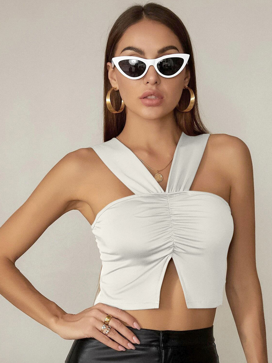 Stylecast X Slyck Halter Neck Crop Top