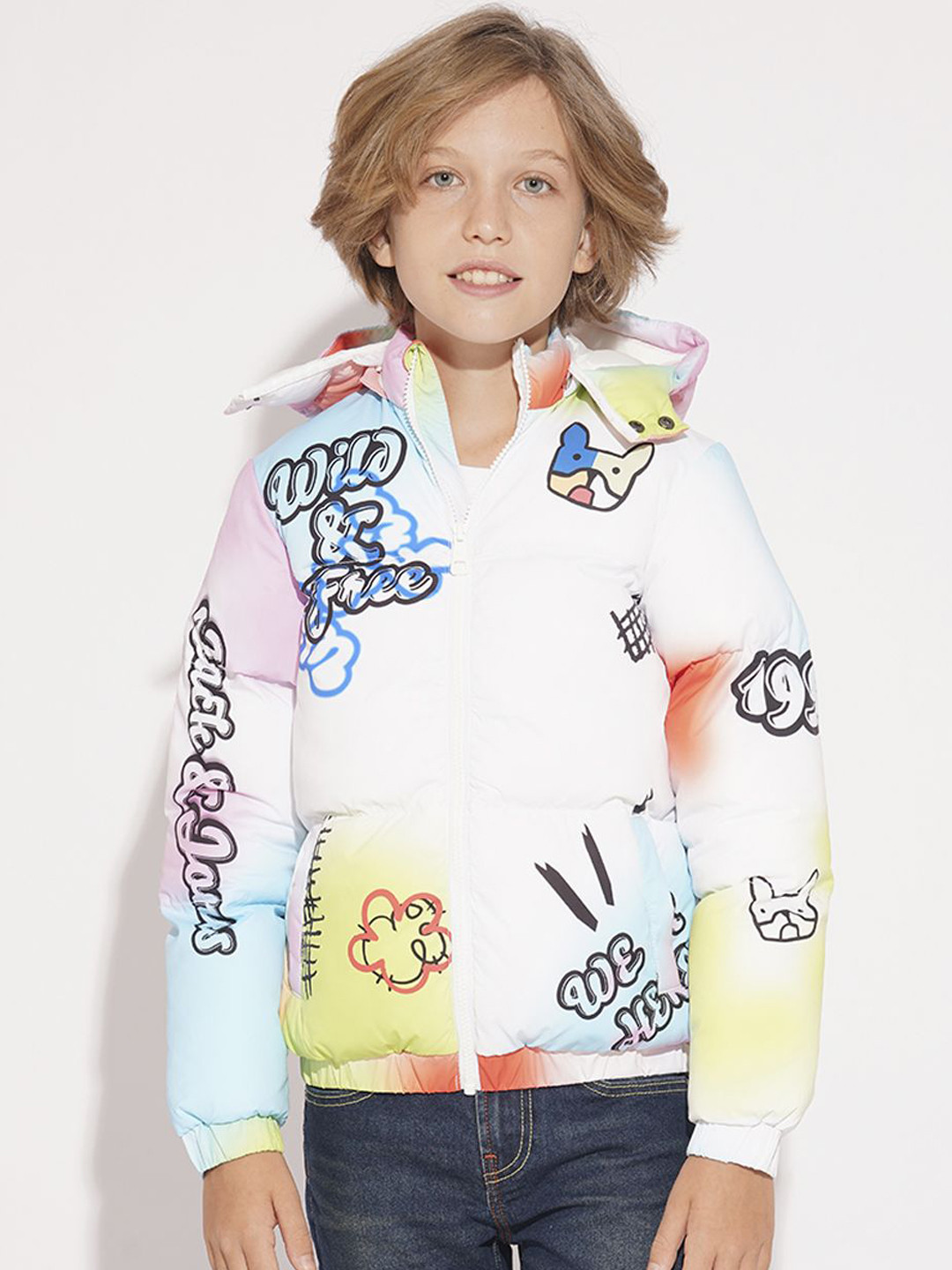 Jack & Jones Junior Boys Typography Lightweight Puffer Jacket