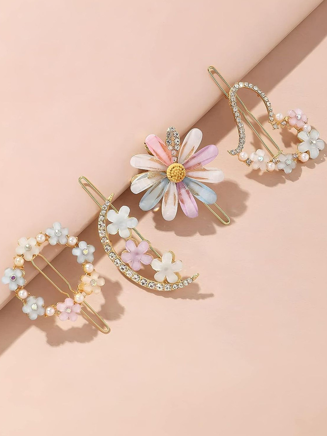 Radhya Accessories Women Set Of 4 Embellished Alligator Hair Clip