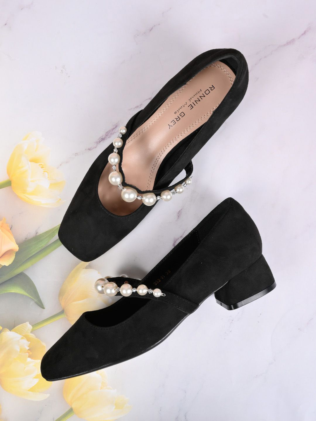 Ronnie Embellished Mary Janes Block Heels