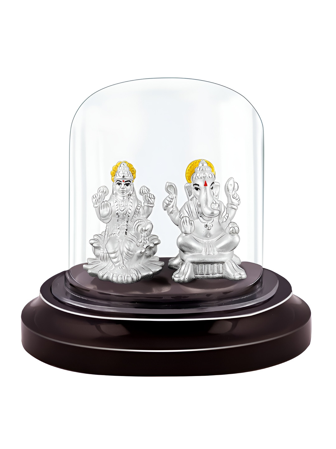 GIVA Gaja Lakshmi Silver Metallic Prayer Room Small Showpiece - 2.8 Inches