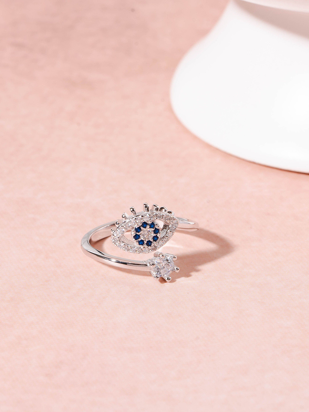 GLYTERS Stone-Studded Adjustable Finger Ring