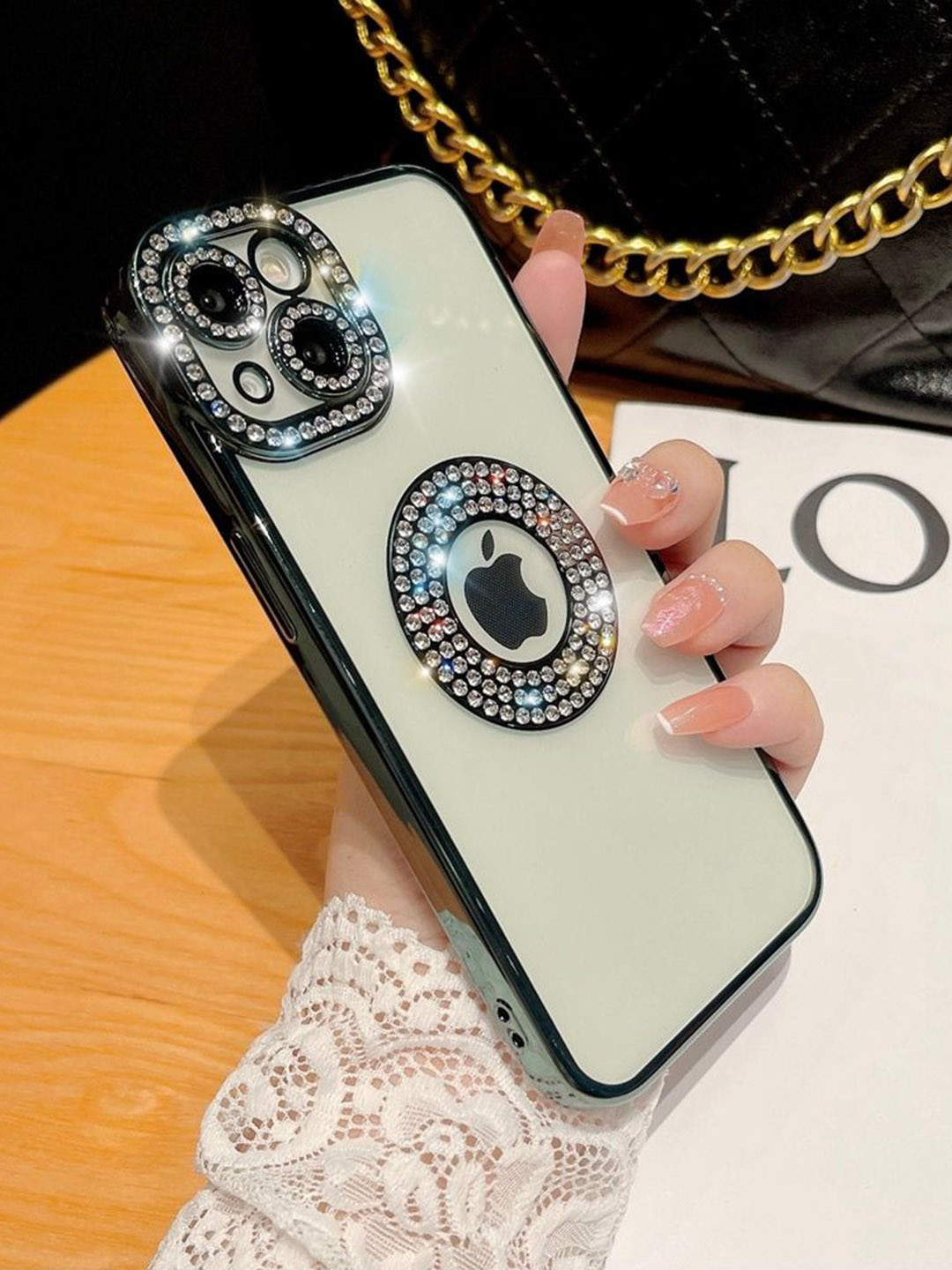 Luxury Kase Embellished iPhone 15 Plus LK030 Logo Mobile Back Case