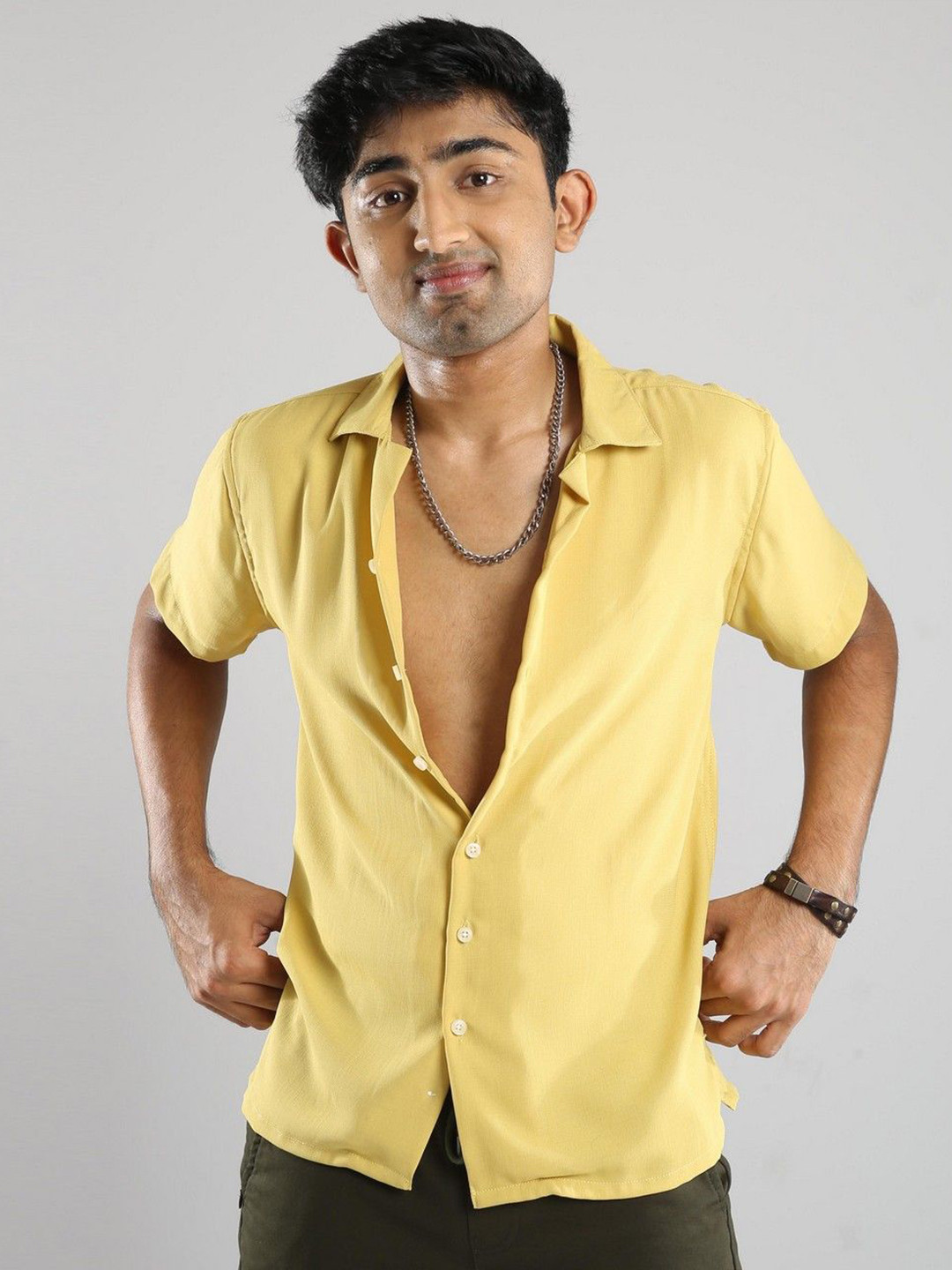 NEVER NEUD Men Relaxed Hippie Oversized Casual Shirt