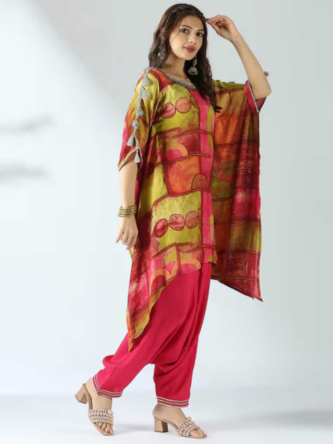 Label Ishnya Women Printed Regular Fusion Kurta with Dhoti Pants
