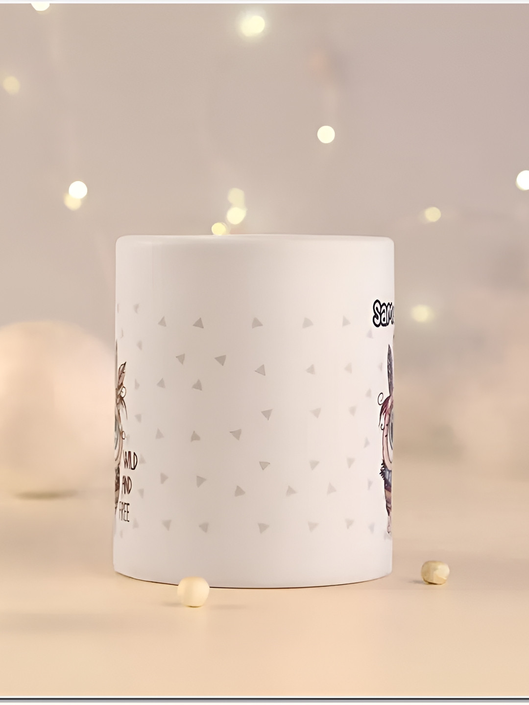 fnp Big Ghingham White Typography Ceramic Handmade Mug-325ml