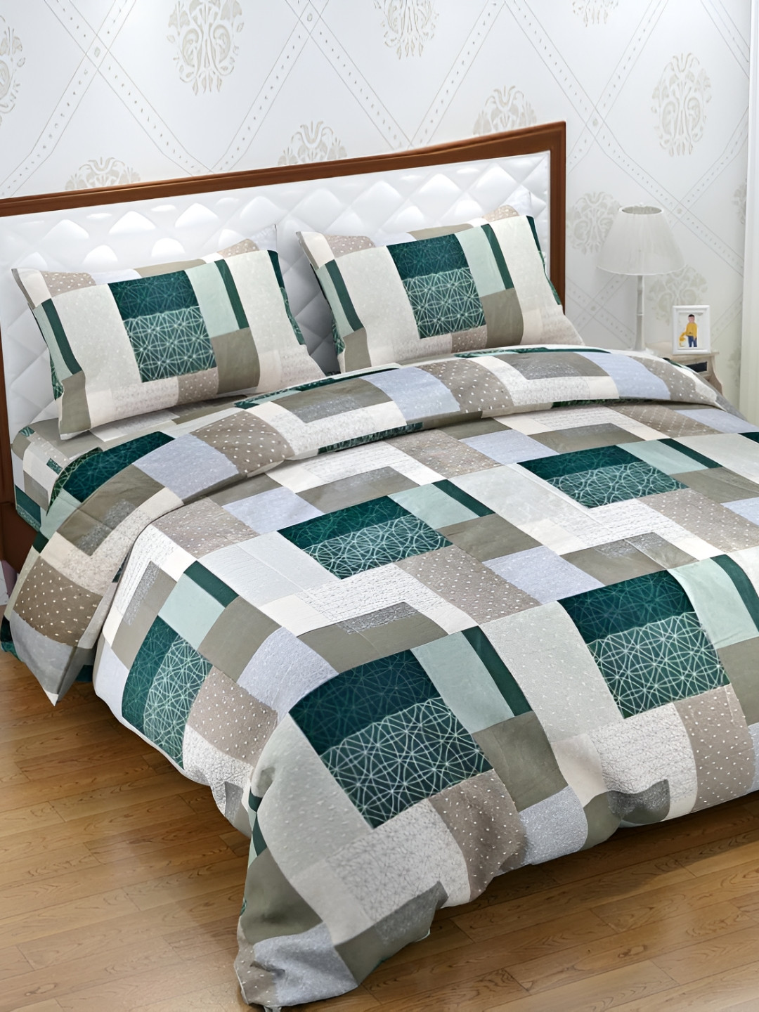 Trance Home Linen Pure Cotton Printed King Rajai Cover/Blanket Cover/Quilt Cover with Zipper