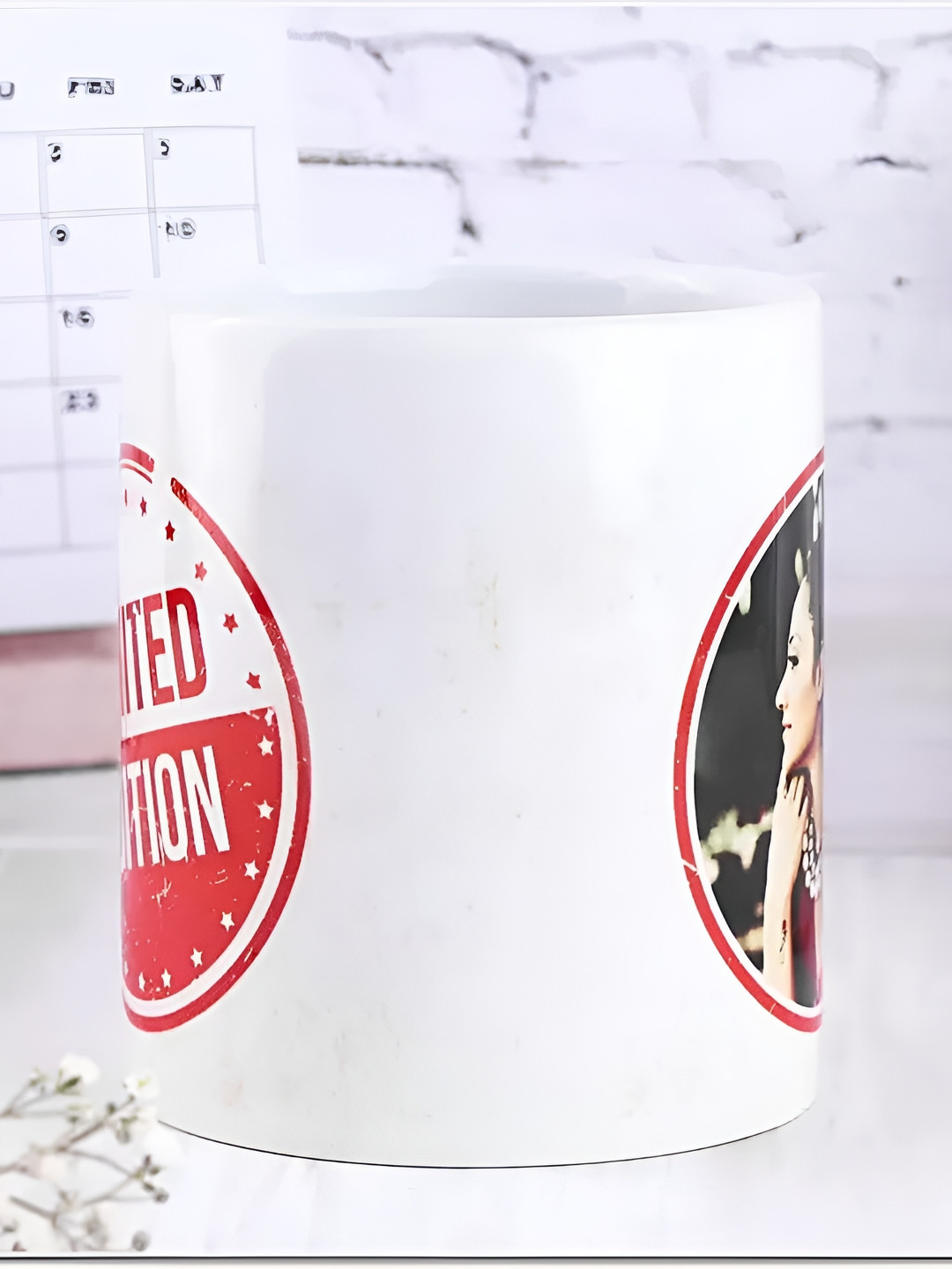 fnp Ilu Double Heart White Typography Ceramic Microwave Safe Mug-325ml