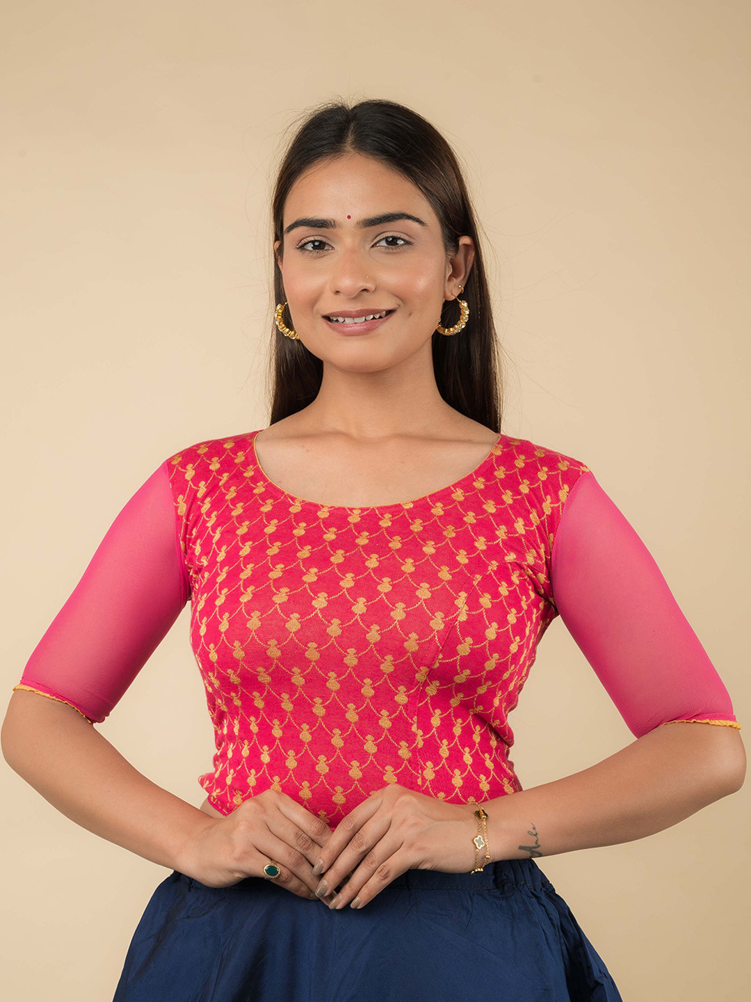 Bindigasm's Advi Patterned Stretchable Saree Blouse
