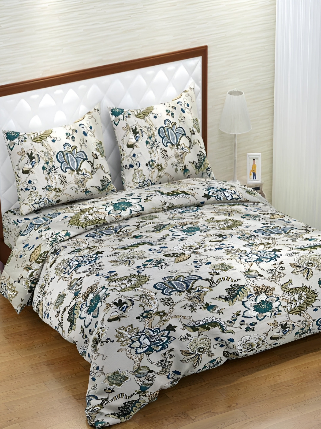 Trance Home Linen Pure Cotton Printed King Rajai Cover/Blanket Cover/Quilt Cover with Zipper