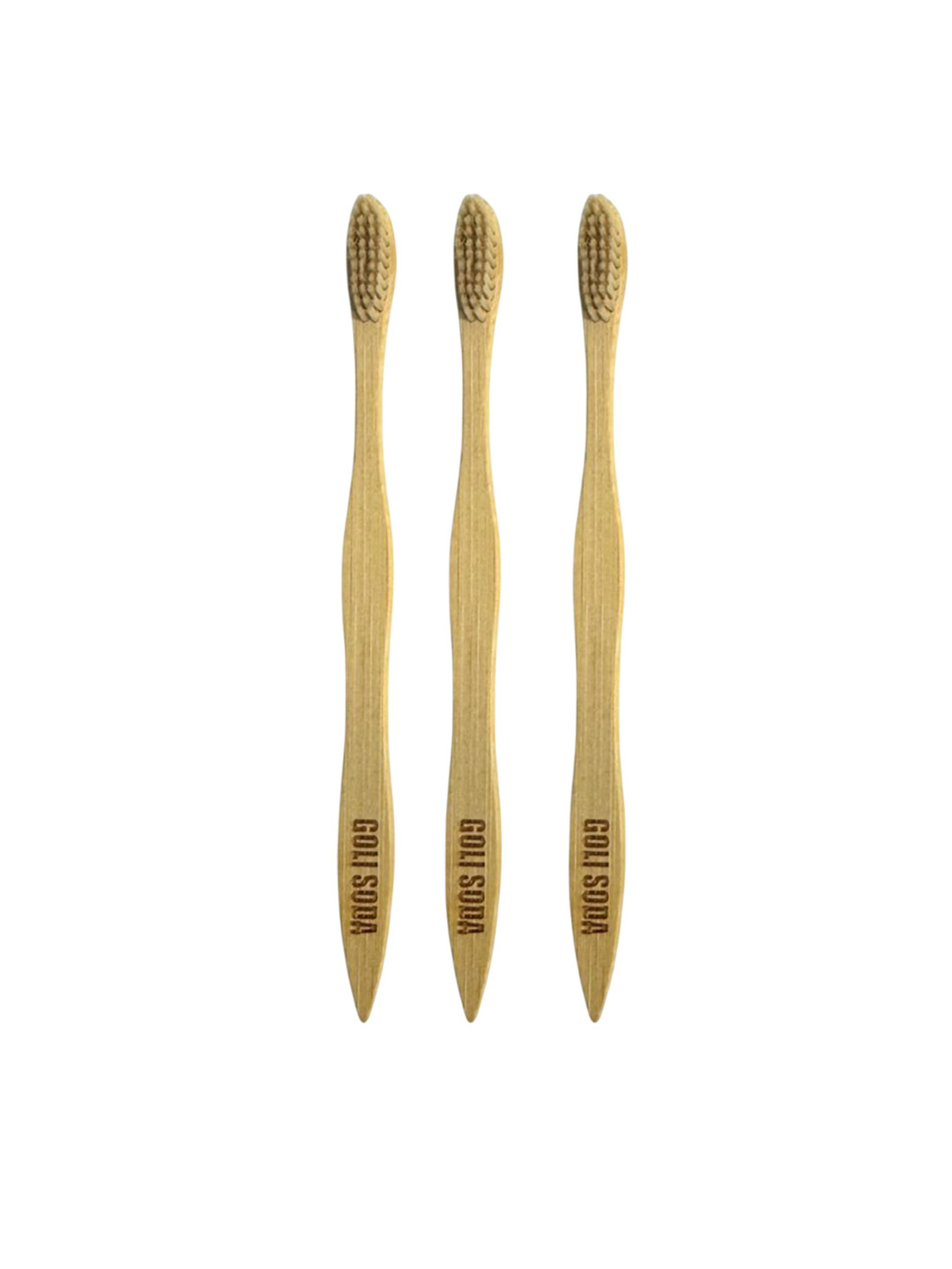GOLI SODA Set Of 3 Brown Bamboo Toothbrush