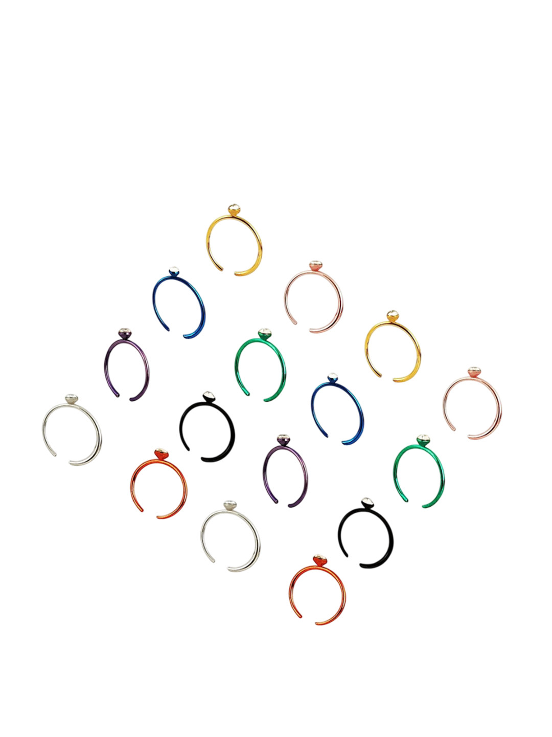 VAMA Women Set of 25 Pcs Piercings Jewellery Round Pierced Stone Studs Nosepin