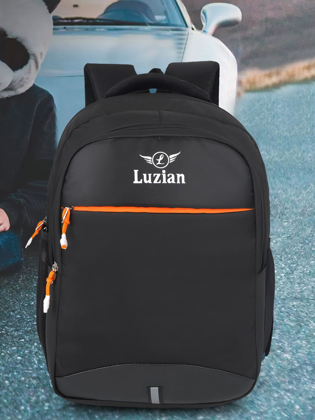 Luzian Men Brand Logo Padded Backpack