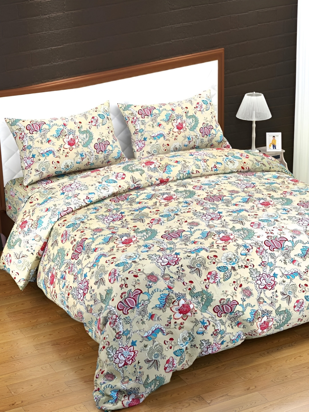 Trance Home Linen Pure Cotton Printed King Rajai Cover/Blanket Cover/Quilt Cover with Zipper