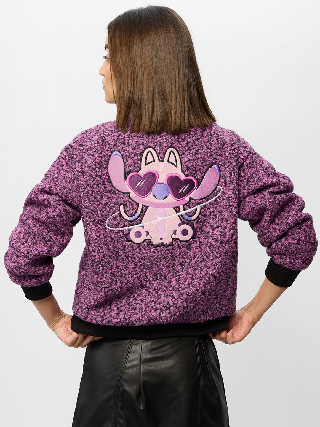 The Souled Store Women Typography Open Front Jacket with Patchwork