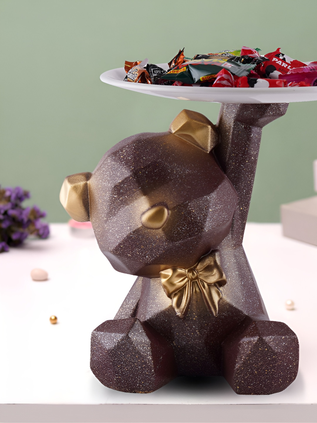 Zart Taddy Bear Brown Polyresin Matte Living Room Small Showpiece - 8 Inches