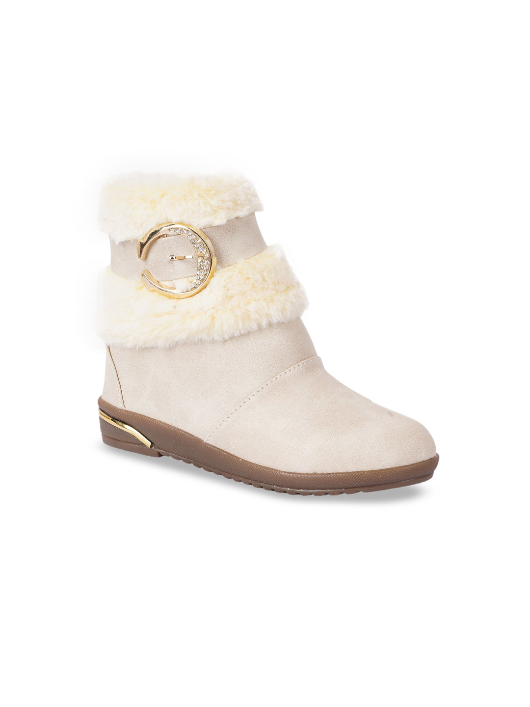 BAESD Girls Embellished Faux Fur Ankle-Length Boots