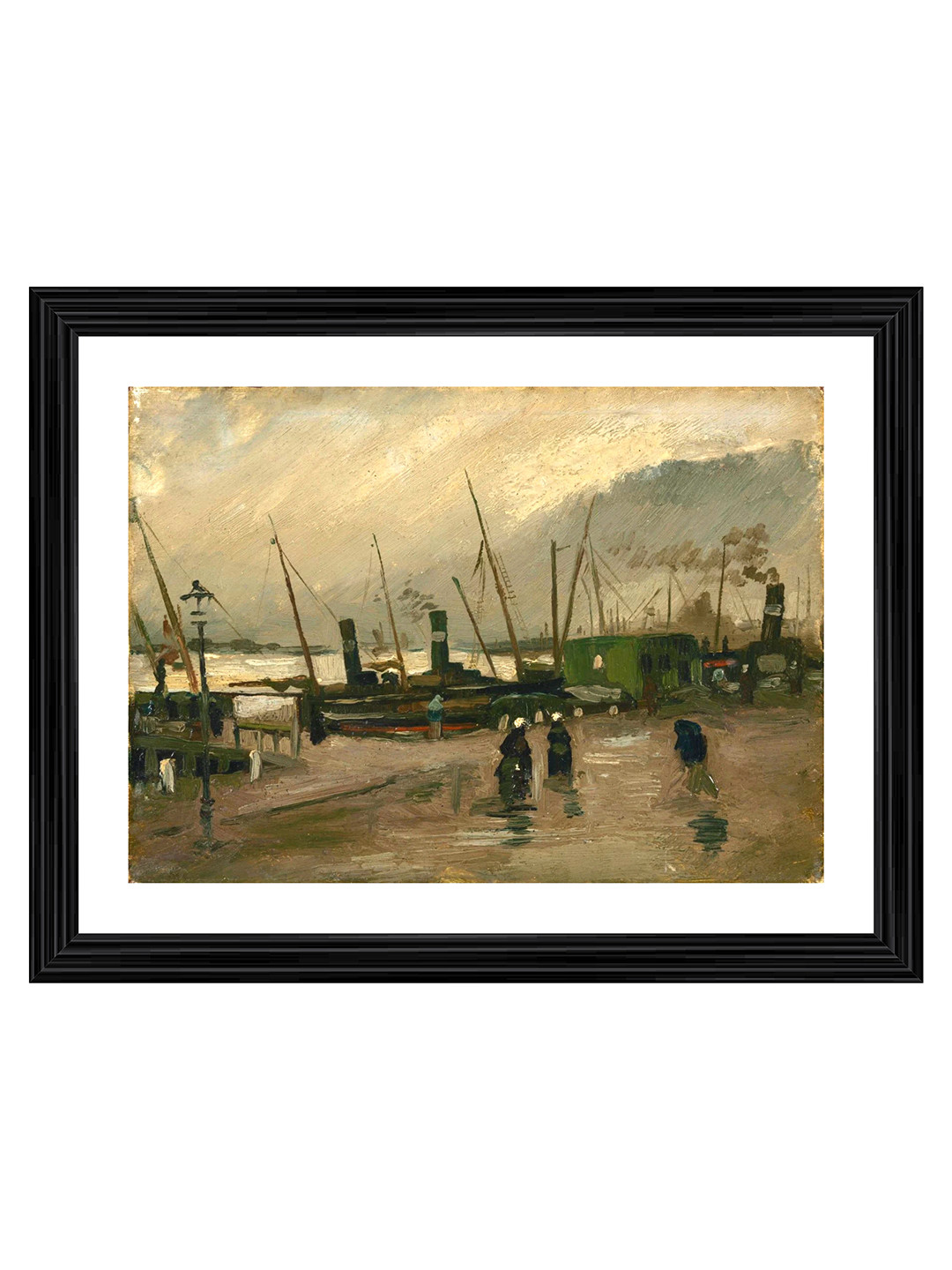 Adventures India Beige & Green The De Ruijterkade in Amsterdam Wooden Painting Wall Art