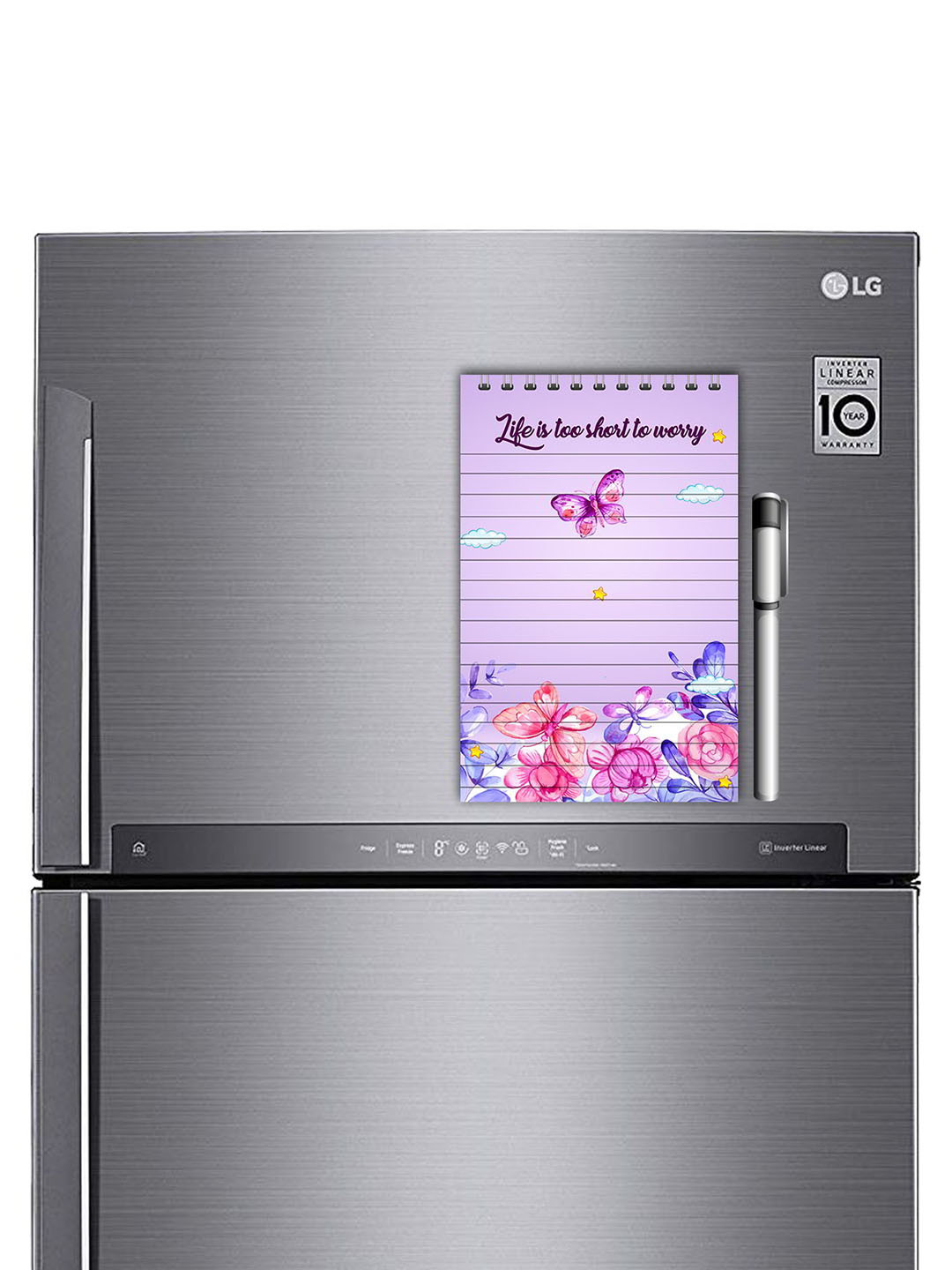 ARTBUG Lavender & Blue Printed Decorative Fridge Magnet Notepad With Marker