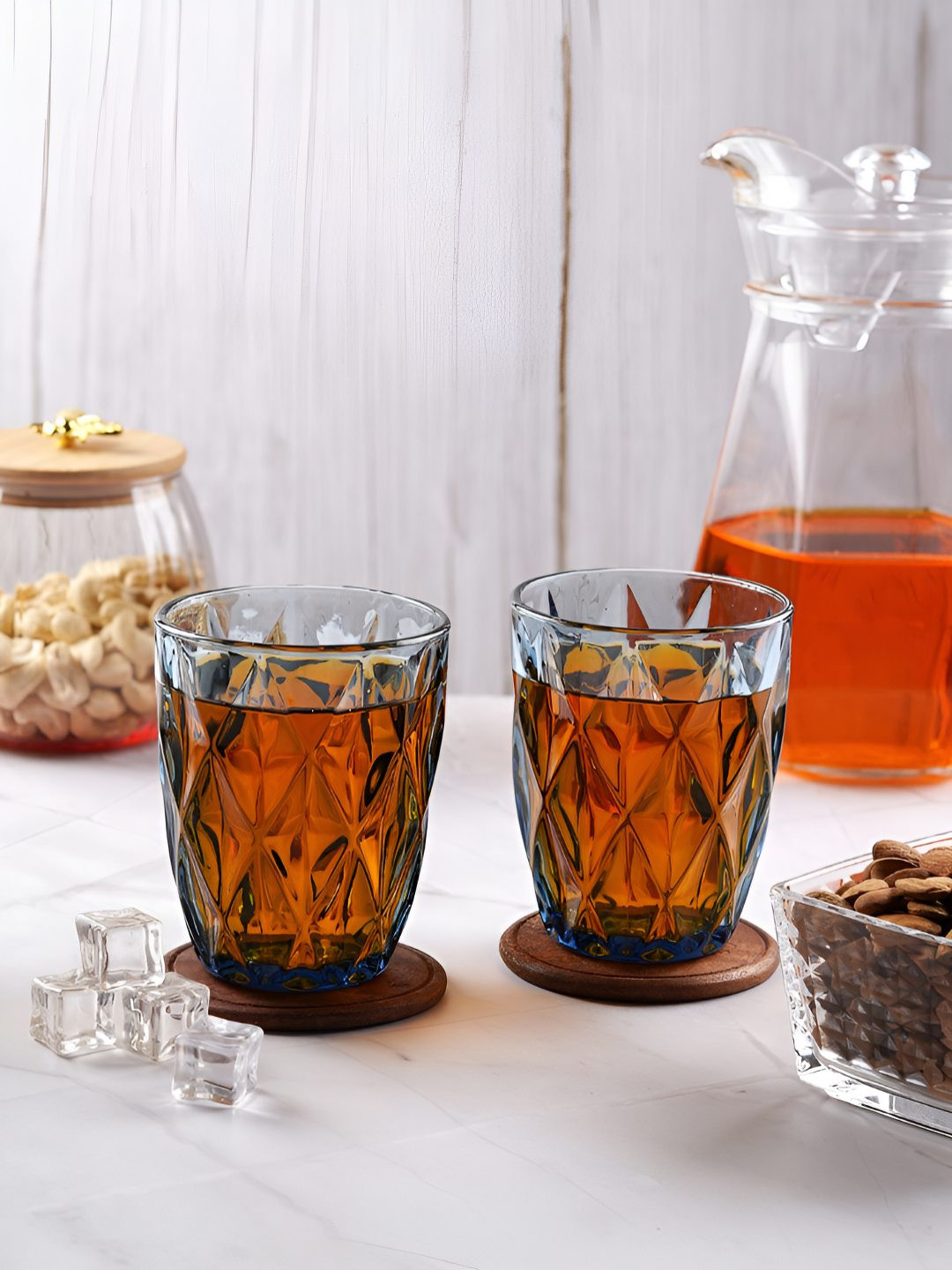 Aura 6 Pieces Black Diamond Cut Whisky Glasses 280ml